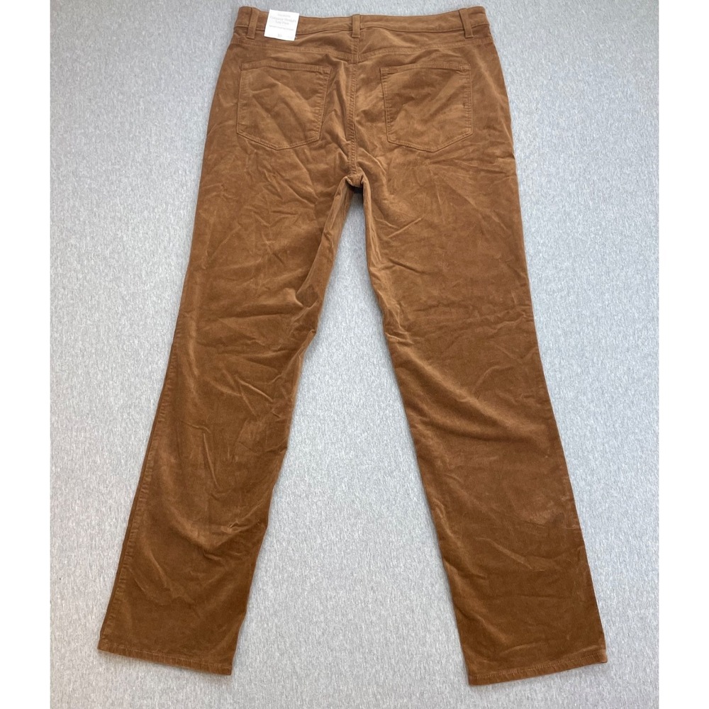 Talbots Pants Womens 10 Brown Cotton Blend Corduroy Straight Leg High-Waist NWT - Picture 2 of 9